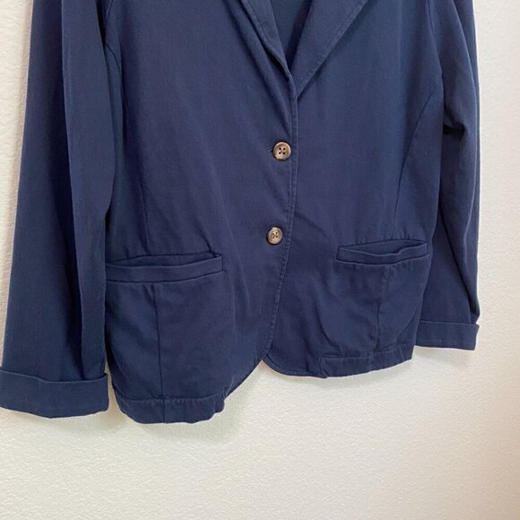 L.L. Bean Cotton 2 Button Blazer Misses Large Regular Navy Blue with Pockets - Picture 2 of 5
